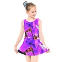 Abstract Ultra Violet Purple Iris On Red And Pink Kids  Skater Dress Swimsuit View1