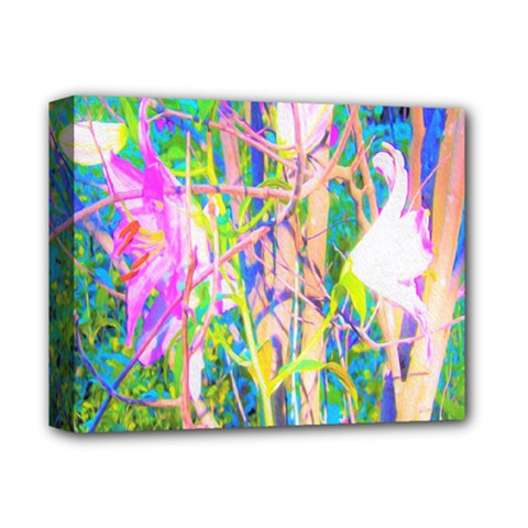 Abstract Oriental Lilies In My Rubio Garden Deluxe Canvas 14  X 11  (stretched) by myrubiogarden