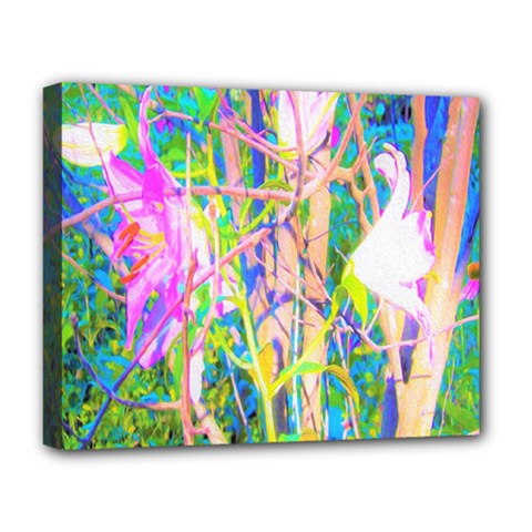 Abstract Oriental Lilies In My Rubio Garden Deluxe Canvas 20  X 16  (stretched) by myrubiogarden