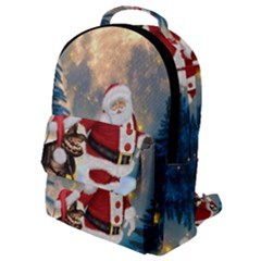 Merry Christmas, Santa Claus With Funny Cockroach In The Night Flap Pocket Backpack (small) by FantasyWorld7