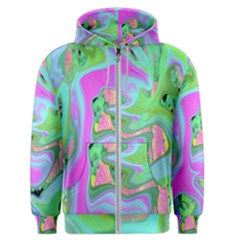 Retro Pink And Light Blue Liquid Art On Hydrangea Garden Men s Zipper Hoodie by myrubiogarden