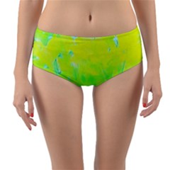 Fluorescent Yellow And Pink Abstract Garden Foliage Reversible Mid-waist Bikini Bottoms by myrubiogarden