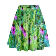 Purple Coneflower Garden With Tiger Eye Tree High Waist Skirt by myrubiogarden