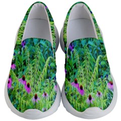 Purple Coneflower Garden With Tiger Eye Tree Kid s Lightweight Slip Ons by myrubiogarden