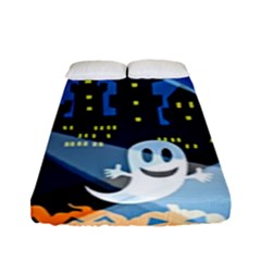 Halloween Ghosts Haunted House Fitted Sheet (full/ Double Size) by Wegoenart