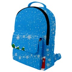 Elf On A Shelf In Sled Snowflakes Flap Pocket Backpack (small) by Wegoenart