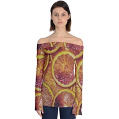 Blood Orange Fruit Citrus Fruits Off Shoulder Long Sleeve Top by Wegoenart