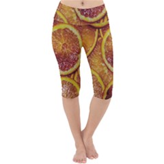 Blood Orange Fruit Citrus Fruits Lightweight Velour Cropped Yoga Leggings by Wegoenart