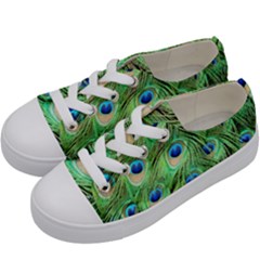 Peacock Feathers Peafowl Kids  Low Top Canvas Sneakers by Wegoenart