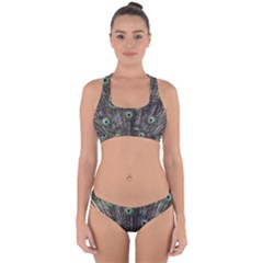 Background Peacock Feathers Cross Back Hipster Bikini Set by Wegoenart