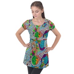 Supersonic Mystic Puff Sleeve Tunic Top by chellerayartisans