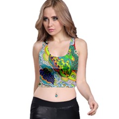 Cosmic Lizards With Alien Spaceship Racer Back Crop Top by chellerayartisans