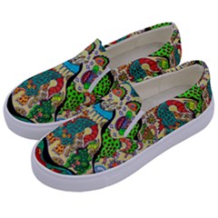 Supersonic Volcanic Sunmoon Faces Kids  Canvas Slip Ons by chellerayartisans