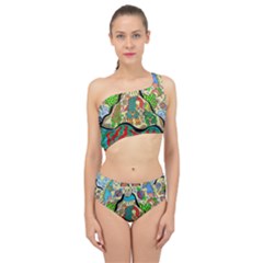 Supersonic Volcanic Sunmoon Faces Spliced Up Two Piece Swimsuit by chellerayartisans