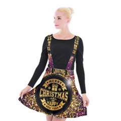 Christmas Golden Labels Xmas Suspender Skater Skirt by Simbadda