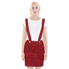 Christmas Background Red Star Braces Suspender Skirt by Simbadda