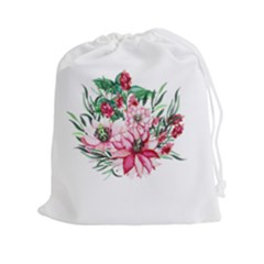 Bloom Christmas Red Flowers Drawstring Pouch (xxl) by Simbadda