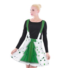 Fir Tree Christmas Christmas Tree Suspender Skater Skirt by Simbadda