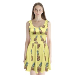 Pineapples Fruit Pattern Texture Split Back Mini Dress  by Simbadda