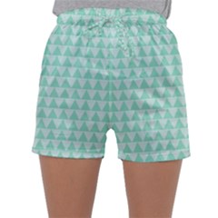 Mint Triangle Shape Pattern Sleepwear Shorts by picsaspassion