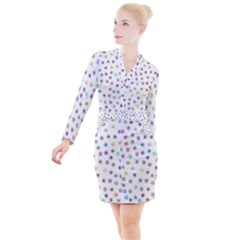 Snowflakes Snow Winter Ice Cold Button Long Sleeve Dress by Wegoenart