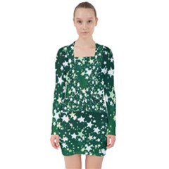 Christmas Star Advent Background V-neck Bodycon Long Sleeve Dress by Wegoenart