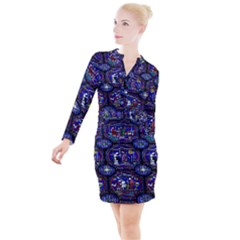 Church Window Canterbury Button Long Sleeve Dress by Wegoenart