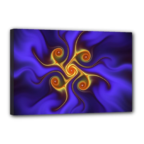 Fractal Neon Blue Bright Fantasy Canvas 18  X 12  (stretched) by Wegoenart