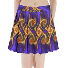 Fractal Neon Blue Bright Fantasy Pleated Mini Skirt by Wegoenart