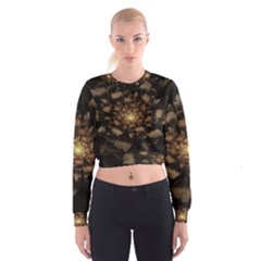 Fractal Flower Floral Bloom Brown Cropped Sweatshirt by Wegoenart