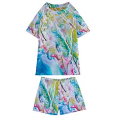 Art Abstract Abstract Art Kids  Swim Tee And Shorts Set by Wegoenart