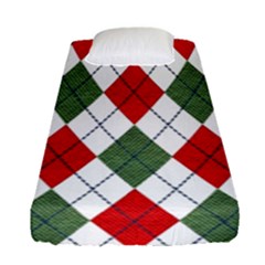 Red Green White Argyle Navy Fitted Sheet (single Size) by Wegoenart