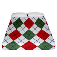 Red Green White Argyle Navy Fitted Sheet (california King Size) by Wegoenart