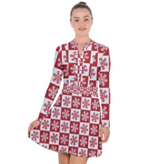 Snowflake Red White Long Sleeve Panel Dress by Wegoenart