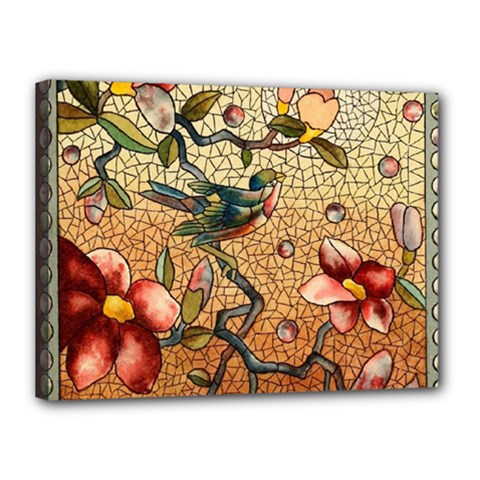 Flower Cubism Mosaic Vintage Canvas 16  X 12  (stretched) by Wegoenart