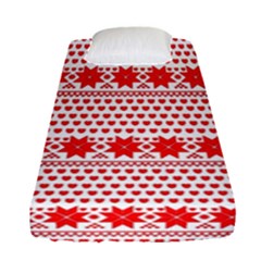 Fairisle Pattern Background Red Fitted Sheet (single Size) by Wegoenart