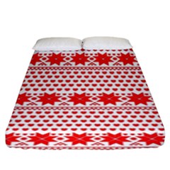 Fairisle Pattern Background Red Fitted Sheet (king Size) by Wegoenart