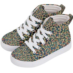 Background Cubism Mosaic Vintage Kid s Hi-top Skate Sneakers by Wegoenart