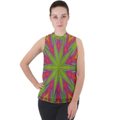 Abstract Art Abstract Background Mock Neck Chiffon Sleeveless Top by Wegoenart