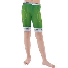 Background Sports Soccer Football Kids  Mid Length Swim Shorts by Wegoenart