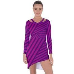 Pattern Lines Stripes Texture Asymmetric Cut-out Shift Dress by Wegoenart