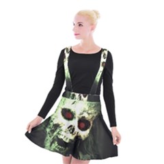 Screaming Skull Human Halloween Suspender Skater Skirt by Wegoenart