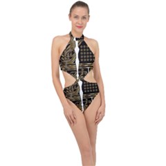 Brain Circuit Board Pcb Computer Halter Side Cut Swimsuit by Wegoenart