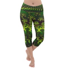 Fractal Gradient Colorful Infinity Lightweight Velour Capri Yoga Leggings by Wegoenart