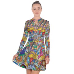 Floral Flourish Hearts Love Long Sleeve Panel Dress by Wegoenart