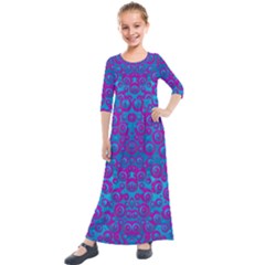 The Eyes Of Freedom In Polka Dot Kids  Quarter Sleeve Maxi Dress by pepitasart