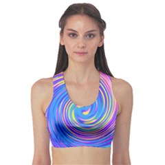 Cool Abstract Pink Blue And Yellow Twirl Liquid Art Sports Bra by myrubiogarden