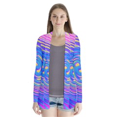 Cool Abstract Pink Blue And Yellow Twirl Liquid Art Drape Collar Cardigan by myrubiogarden