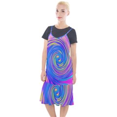 Cool Abstract Pink Blue And Yellow Twirl Liquid Art Camis Fishtail Dress by myrubiogarden