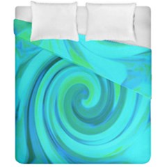 Groovy Cool Abstract Aqua Liquid Art Swirl Painting Duvet Cover Double Side (california King Size) by myrubiogarden